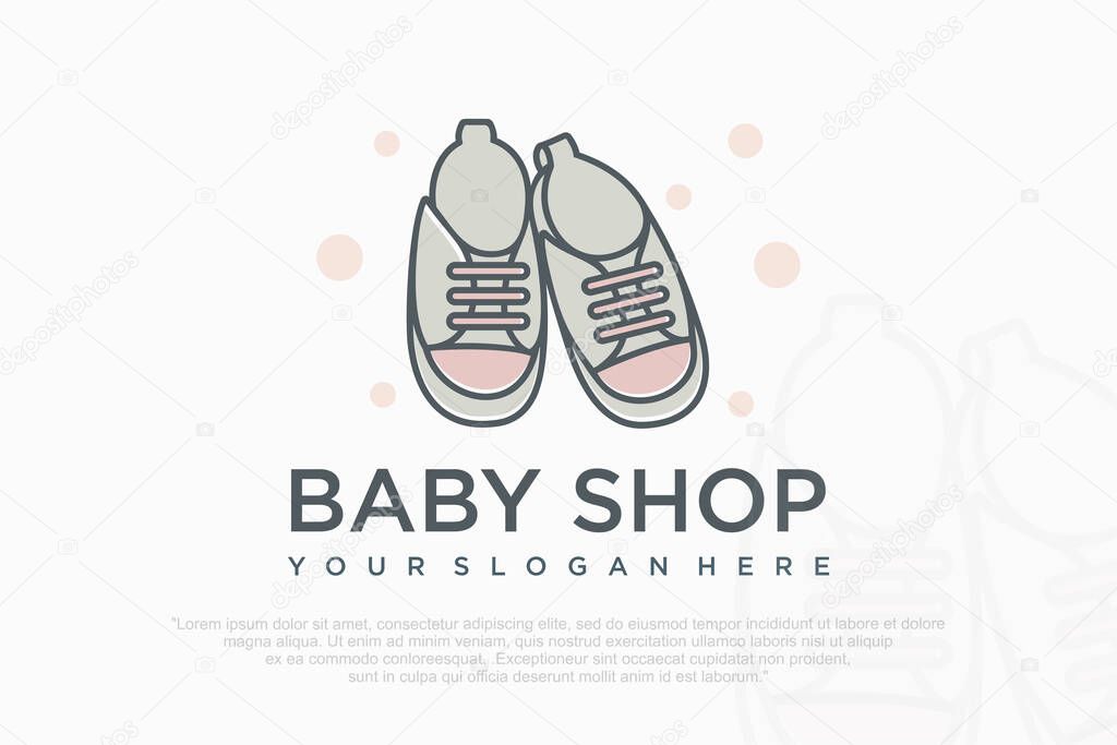 Baby Shoes Flat logo design , vector illustration