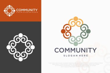 İnsanlar logo tasarımı, topluluk insan logosu, logo tasarım unsuru, vektör illüstrasyonu