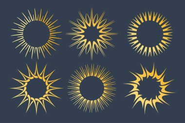 Minimalist güneş logosu tasarım şablonu. Simge modern güneş logosunu ayarladı. vektör illüstrasyonu