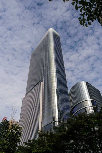 Modern Office Building Cloudy Sky Background Sudirman Street Jakarta — Stock Photo, Image