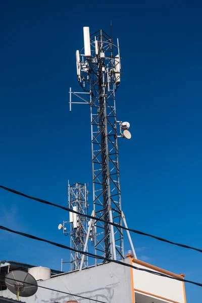 Telecommunication Tower Cellular Base Station Base Transceiver Station Wireless Communication — Stock Photo, Image