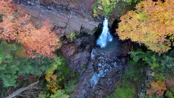 Blick Auf Den Herbst Wasserfall Sonniger Tag — Stockvideo