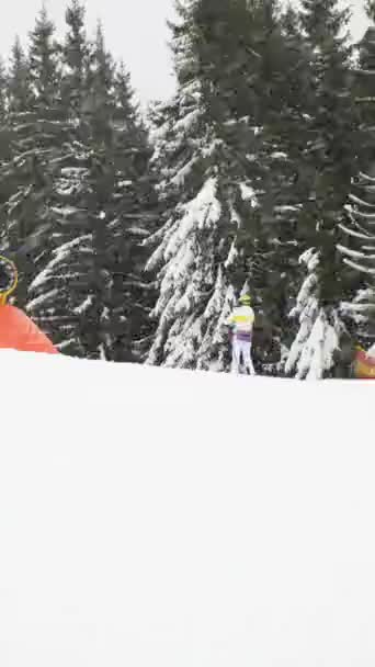 Snöstorm Skidorten Vinter Semester Kopia Utrymme — Stockvideo