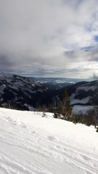 滑雪山坡上的女子滑雪者 — 图库视频影像