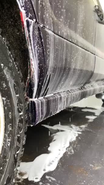 Tvålskumsvatten Bilens Kaross Tvätta Fordonet — Stockvideo