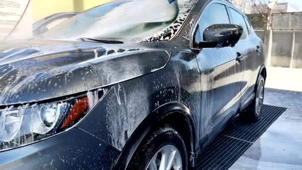 Auto Reinigingsschuim Wassen Hoge Druk — Stockvideo