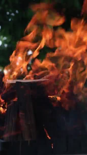 靠近篝火的壁炉 — 图库视频影像