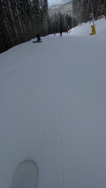 Сноубордиста Горнолыжном Склоне Зимние Каникулы — стоковое видео