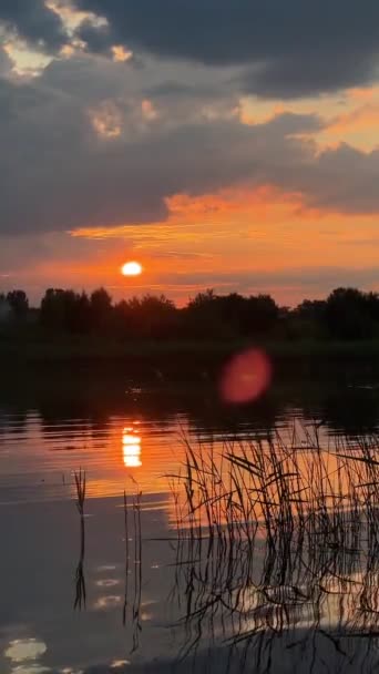 Puesta Sol Por Encima Hora Verano Lago — Vídeos de Stock