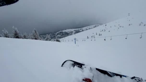 Pov Snowboarder Powder Snowski Resort Fénymásolás Hely — Stock videók