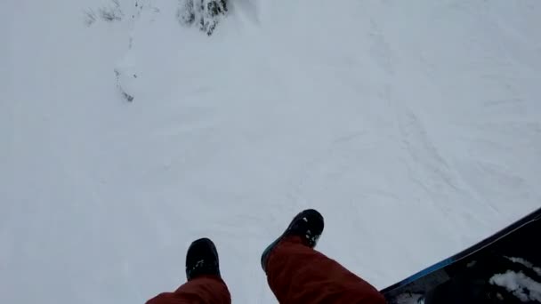 スノーパウダーデーのチェアリフトからのスキー場の眺め冬のアクティビティ — ストック動画