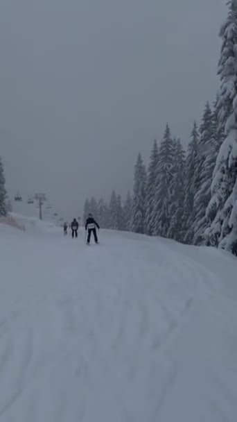 View Ski Moving Powder Overhead — Stock Video