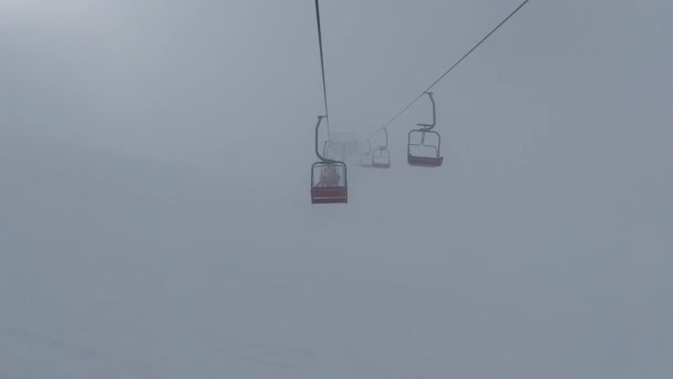 Vista Estación Esquí Desde Telesilla Día Nevado Polvo Actividades Invierno — Vídeos de Stock