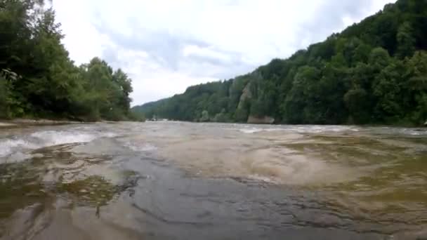 Fluss Den Ukrainischen Karpaten Kopiert Raum — Stockvideo