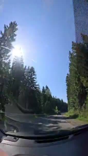 Vista Desde Coche Carretera Los Cárpatos Verano — Vídeos de Stock