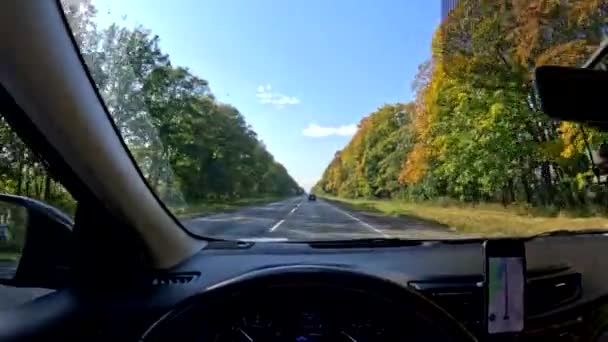 Punkt Jazdy Samochodem Przez Autostrady Jesień Sezon — Wideo stockowe