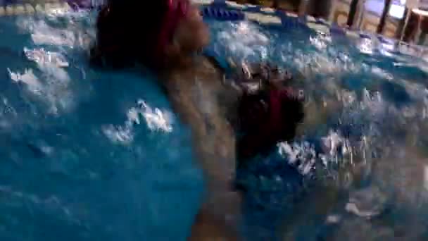 Zwangere Vrouw Zwembad Gezonde Activiteiten — Stockvideo