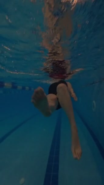 Zwangere Vrouw Zwemmen Het Zwembad Gezonde Levensstijl — Stockvideo