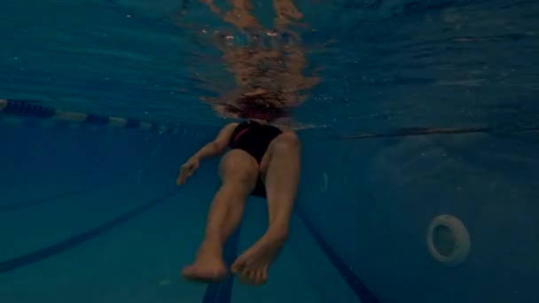 Donna Incinta Nuotare Piscina Stile Vita Sano — Video Stock