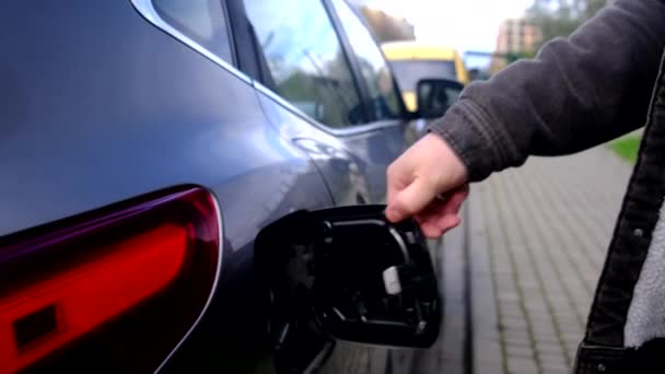 Autó Tankolás Gáztartállyal Közelről — Stock videók