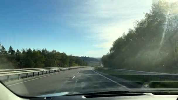 Pov Visa Körning Bil Höst Motorväg Kopiera Utrymme — Stockvideo