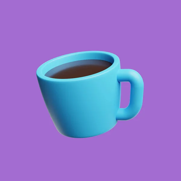 Minimal Mug Icon Purple Background Rendering — Stock Photo, Image