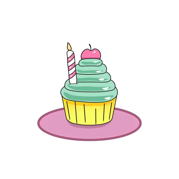 Γενέθλια Cupcake Κερί — Διανυσματικό Αρχείο
