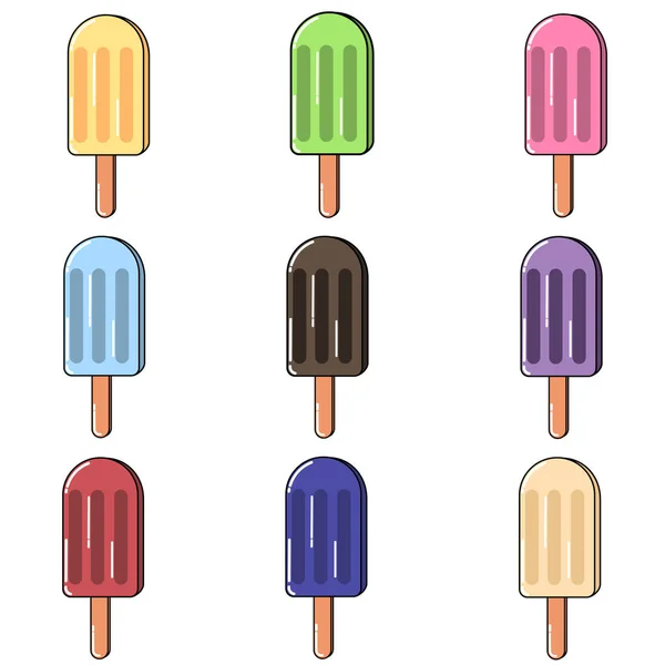 冰淇淋套装夏季背景 — 图库矢量图片