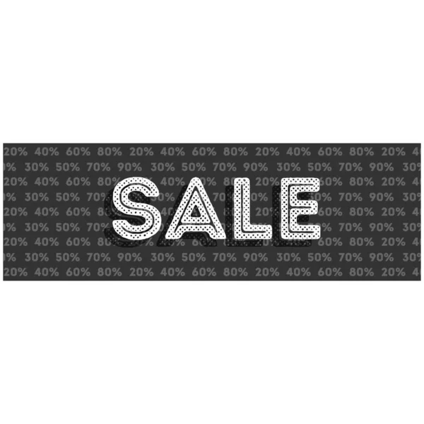 Vector Black White Sale Text White Background Horizontal Banner — Stock Vector