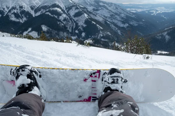 Slovakya Nın Eğik Fotokopi Alanından Snowboardcu Bakış Açısı — Stok fotoğraf