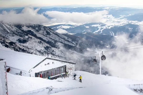 Slovaquie Jasna Février 2022 Télésiège Cabine Espace Copie Station Ski — Photo