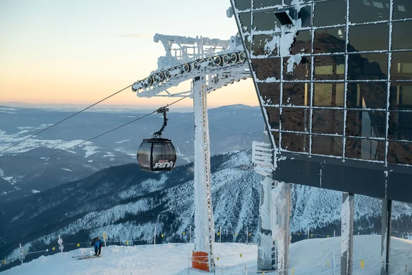 Jasna Slovaquie Février 2022 Station Ski Coucher Soleil — Photo