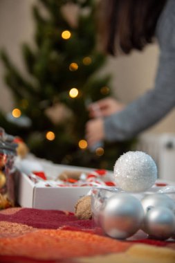 decorating christmas tree domestic lifestyle