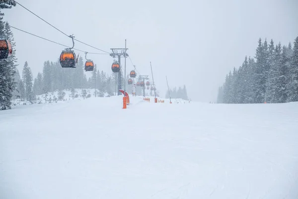 Chair Lift Cabin Ski Resort Copy Space — Stockfoto