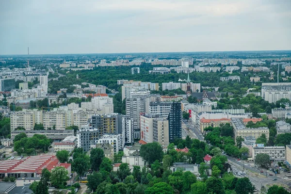 Häpnadsväckande Utsikt Över Luften Warszawa Skyskrapor — Stockfoto