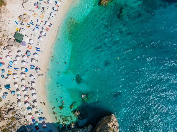 Вид Пляж Острова Лефкада Голубой Ионизированной Морской Водой Греция — стоковое фото