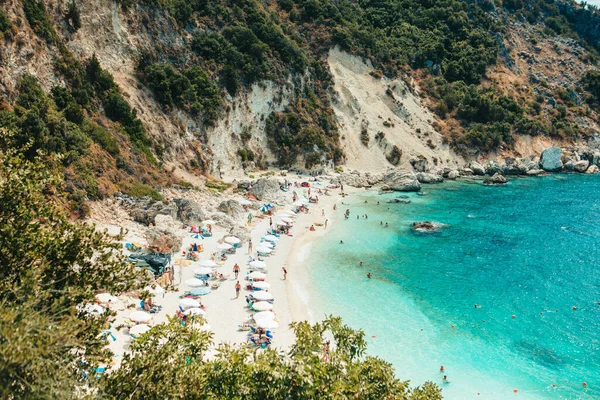 Hermosa Playa Isla Lefkada Grecia Verano — Foto de Stock