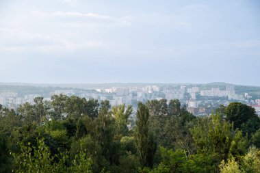 Arka plandaki şehir ormanlarının panoramik görüntüsü Boşluğu kopyala