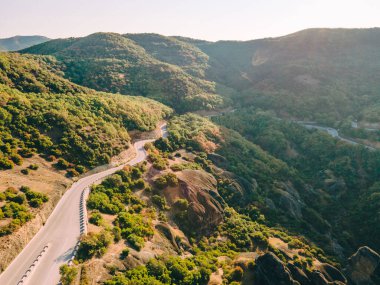 Yunanistan 'ın Teselya dağlarının havadan görünüşü