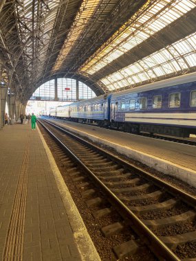Kemerli Çatı Lviv şehrine sahip Geniş Tren İstasyonu