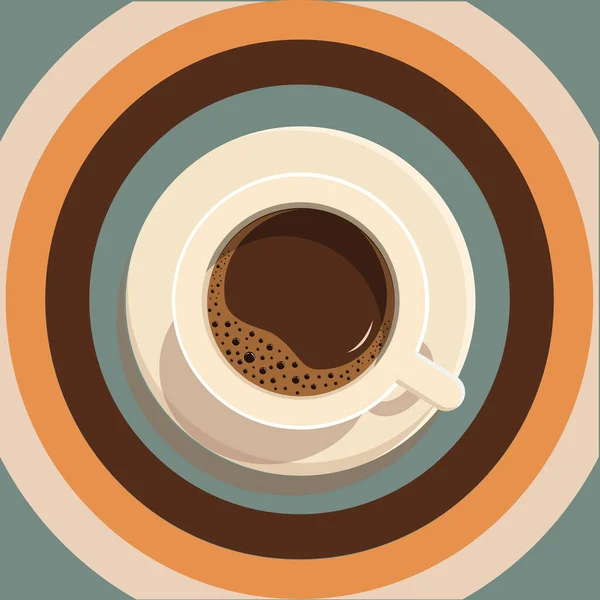 coffee cup disco style characters in 60s, 70s groovy style with vintage color palette for cards, poster and banner design