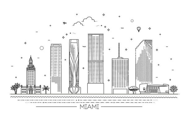 Miami Şehir Vektör Illüstrasyonu — Stok Vektör