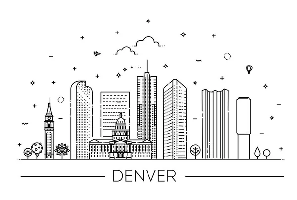 Denver Esbozar Ilustración Vectorial Ciudad — Archivo Imágenes Vectoriales