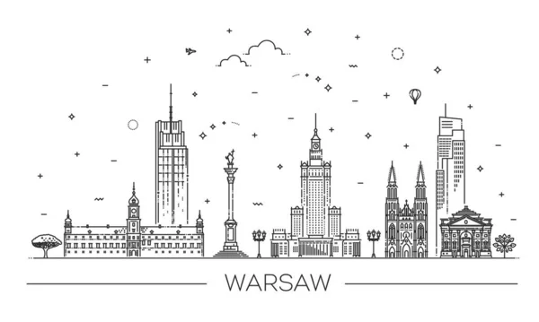 Esboço Varsóvia Skyline Ilustração Vetorial —  Vetores de Stock