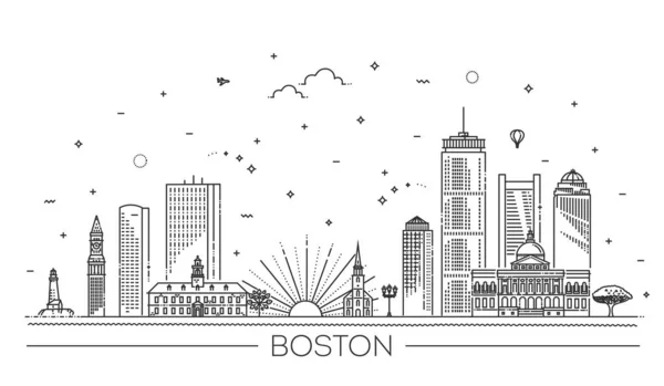 Бостонский Туристический Ориентир Векторная Иллюстрация — стоковый вектор