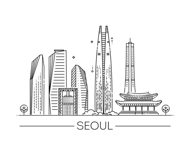 Seoul Dettagliata Silhouette Monumenti Illustrazione Vettoriale Simboli Vettoriali — Vettoriale Stock