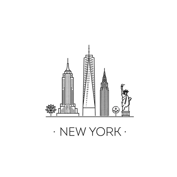 Linear Banner New York City Vector Illustration — Stock Vector
