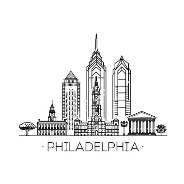 Philadelphia mimari çizgisi ufuk çizgisi çizimi