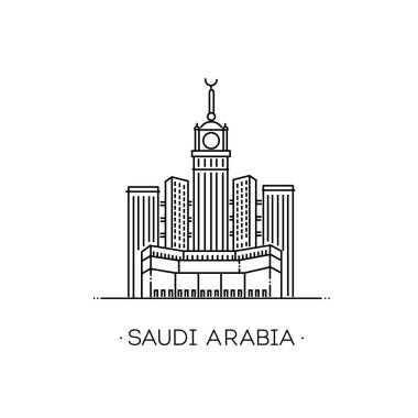 Mekke Suudi Arabistan 'daki Abraj Al-Bait Kuleleri. Vektör simgesi