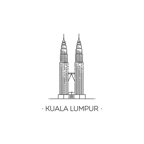 Torres Kuala Lumpur Símbolo Contorno Vector — Vetor de Stock